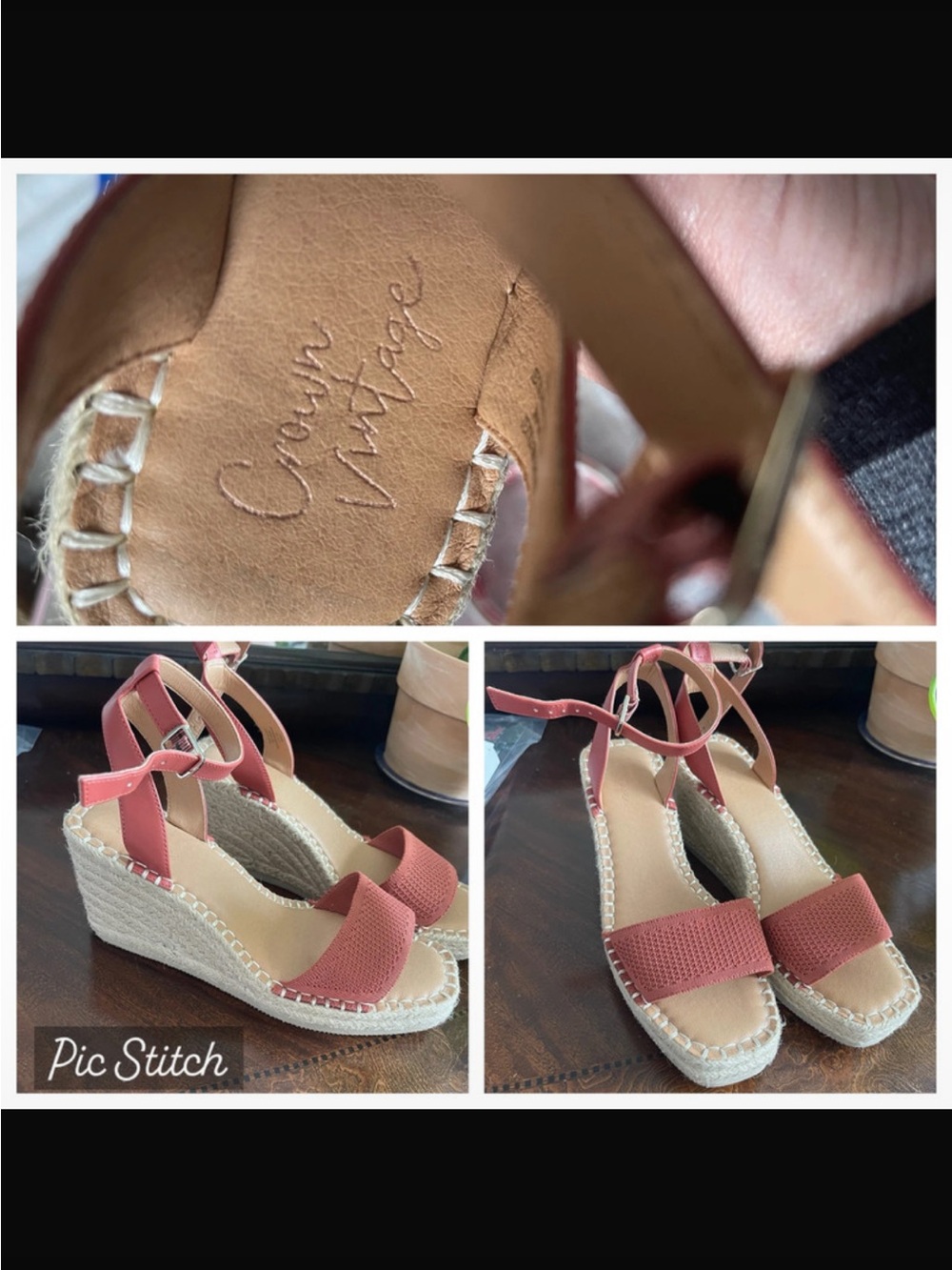 Crown Vintage Women's Coral Espadrille Wedge Sandals size 8
